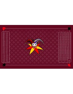 Tapis de belote rectangle joker tramé bordeaux, avec double points