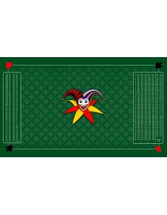 Tapis de belote rectangle joker tramé vert, avec double points