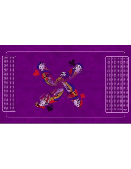 Tapis de belote valets violet, avec double points