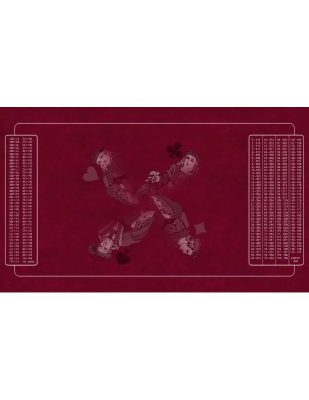 Tapis de belote valets bordeaux, avec double points
