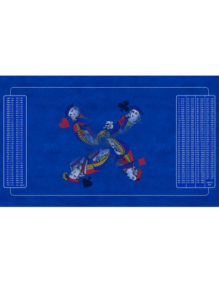 Tapis de belote valets bleu, avec double points