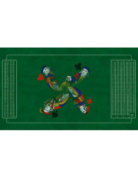 Tapis de belote valets vert, avec double points