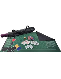pack avec un tapis de belote, 2 jeu de carte, un dé et une housse de transport