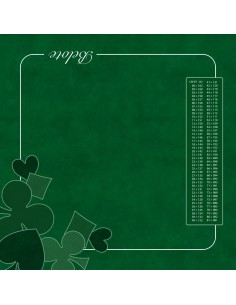 Tapis de jeu de belote vert avec motifs vert et tableau de comptage des points
