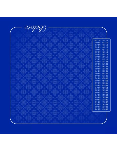 Tapis de jeu de belote trame bleu avec tableau de comptage des points