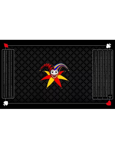 Tapis de belote joker tramé noir, avec double points