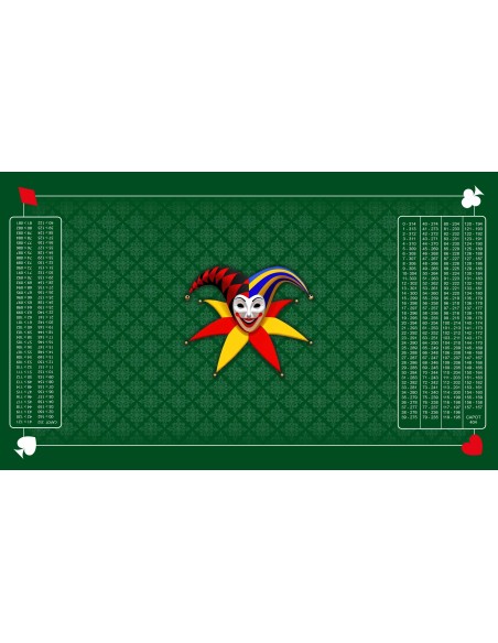 Tapis de belote joker tramé vert, avec double points Tapis de belote joker tramé vert, avec double points
