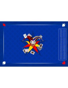 Tapis de belote rectangle joker bleu, avec points