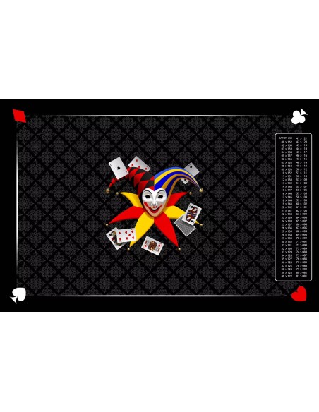 Tapis de belote rectangle joker noir, avec points