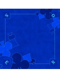 Tapis de jeu de tarot bleu avec motifs de trèfles et de carreaux