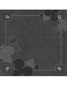 Tapis de jeu de tarot gris avec motifs de trèfles et de carreaux