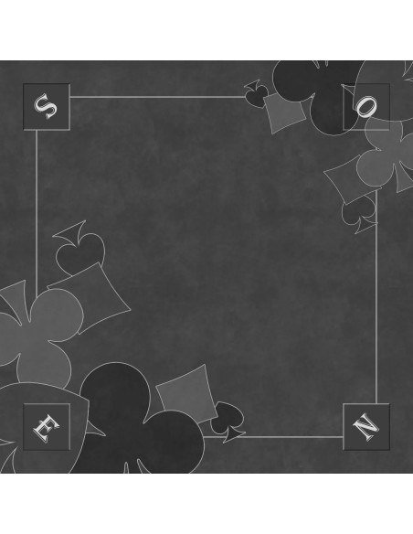 Tapis de jeu de tarot gris avec motifs de trèfles et de carreaux