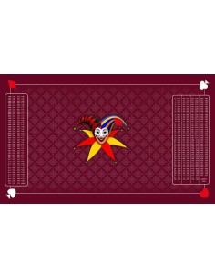 Tapis de belote joker tramé bordeaux, avec double points