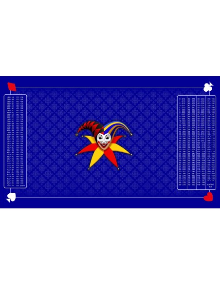 Tapis de belote joker tramé bleu, avec double points