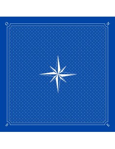 Tapis de jeu de tarot bleu avec motif de rose des vents blanche