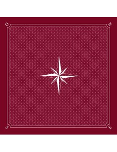 Tapis de jeu de tarot bordeaux avec motif de rose des vents blanche