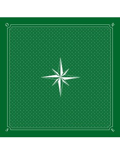 Tapis de jeu de tarot vert avec motif de rose des vents blanche