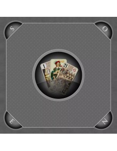 Tapis de jeu de tarot gris avec illustration des trois bouts