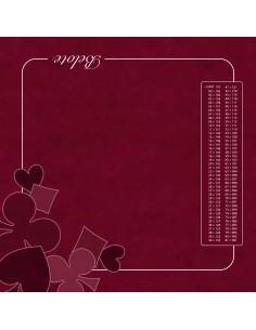 Tapis de jeu de belote bordeaux avec motifs bordeaux et tableau de comptage des points