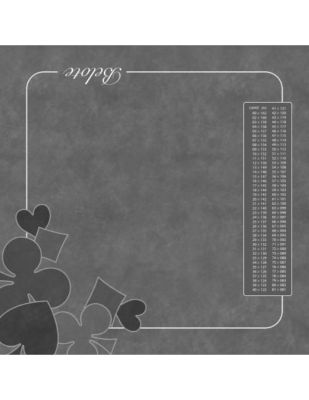 Tapis de jeu de belote gris avec motifs gris et tableau de comptage des points