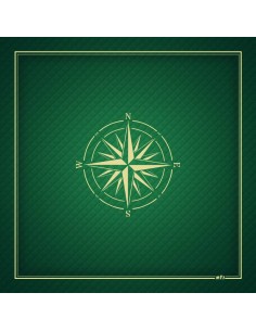 Tapis de jeu de bridge MTJ vert avec motif roses des vents