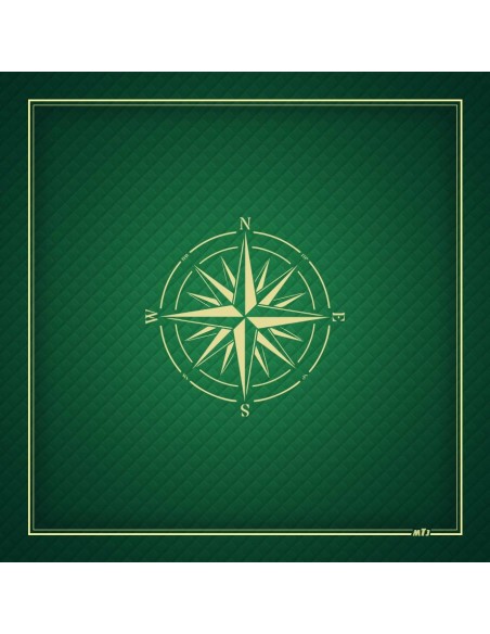 Tapis de jeu de bridge MTJ vert avec motif roses des vents