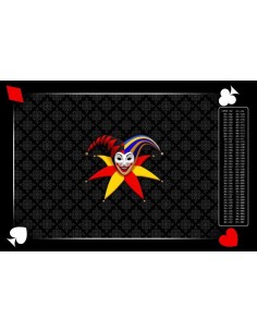 Tapis de belote rectangle joker tramé noir, avec points