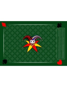 Tapis de belote rectangle joker tramé vert, avec points