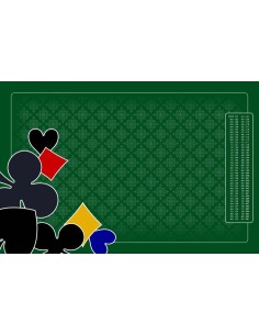 Tapis de belote tramé vert, avec symboles, avec points
