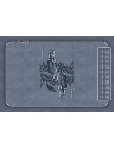 Tapis de belote rectangle valet gris, avec points