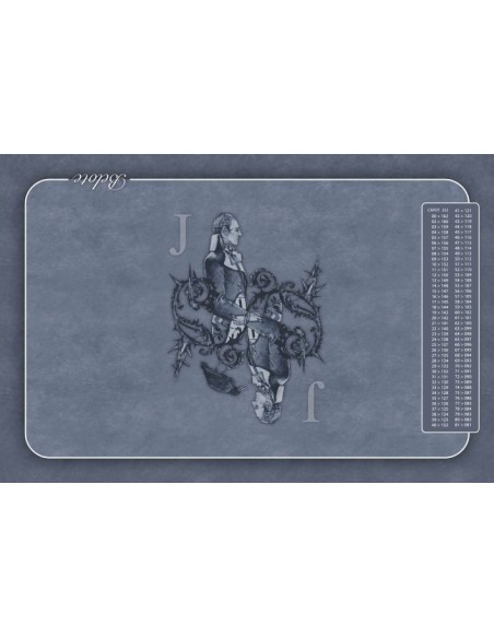 Tapis de belote rectangle valet gris, avec points Tapis de belote rectangle valet gris, avec points