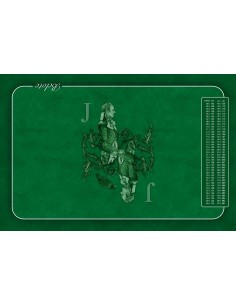 Tapis de belote rectangle valet vert, avec points