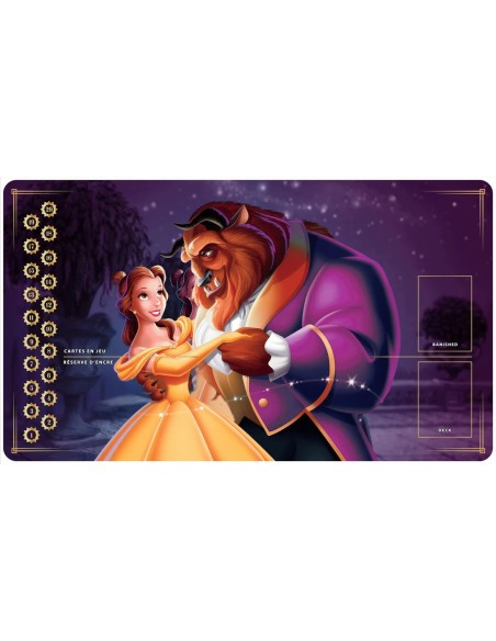 Tapis Playmats inspirés par l'univers Lorcana la belle et la bête