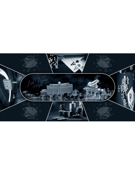 Tapis de poker rectangulaire "Las Vegas Design" 10 joueurs