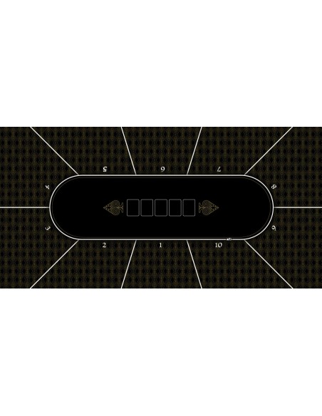 Tapis de poker rectangulaire édition gold 10 joueurs