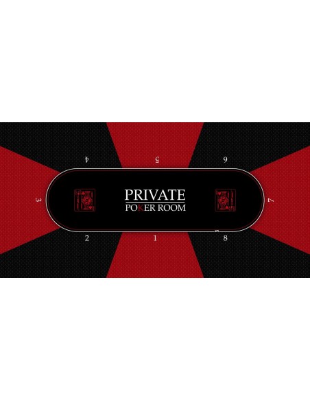 Tapis de Poker rectangulaire design Private Poker 8 joueurs