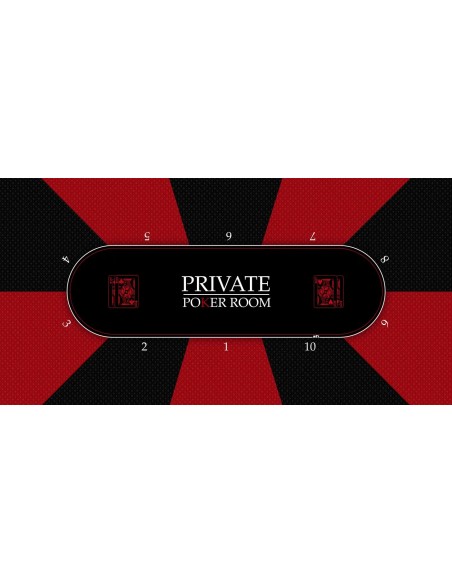 Tapis de Poker rectangulaire design Private Poker 10 joueurs