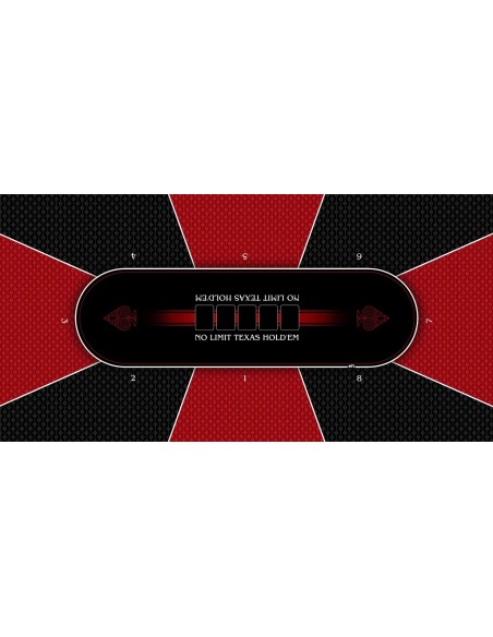 Tapis de Poker rectangulaire modèle Texas Holdem Rouge 8 joueurs