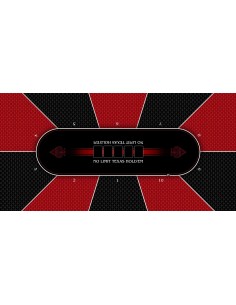 Tapis de Poker rectangulaire modèle Texas Holdem Rouge 10 joueurs