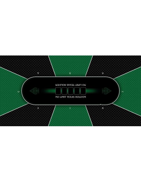 Tapis de Poker rectangulaire Texas Holdem Vert 8 joueurs
