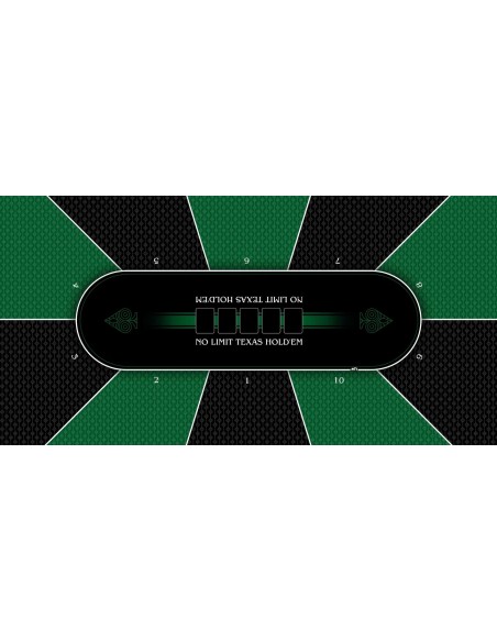 Tapis de Poker rectangulaire Texas Holdem Vert 10 joueurs