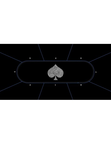 Tapis de poker rectangulaire Typo Spade 10 joueurs