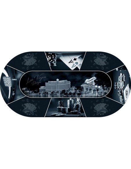 Tapis de poker ovale "Las Vegas Design" 8 joueurs Tapis de poker ovale "Las Vegas Design" 8 joueurs