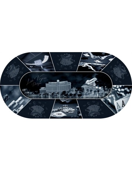 Tapis de poker ovale "Las Vegas Design" 10 joueurs