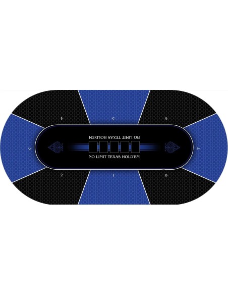 Tapis de Poker ovale modèle Texas Holdem Bleu 8 joueurs Tapis de Poker ovale modèle Texas Holdem Bleu 8 joueurs