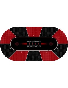 Tapis de Poker ovale modèle Texas Holdem Rouge 2