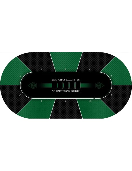 Tapis de Poker ovale Texas Holdem Vert 10 joueurs