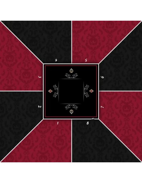 Tapis de Poker carré Victorian Bordeaux 8 joueurs