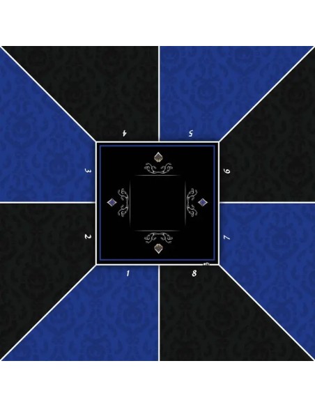 Tapis de poker carré design Victorian Bleu 8 joueurs