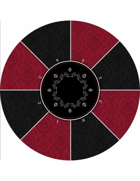 Tapis de poker rond victorian bordeaux 8 joueurs